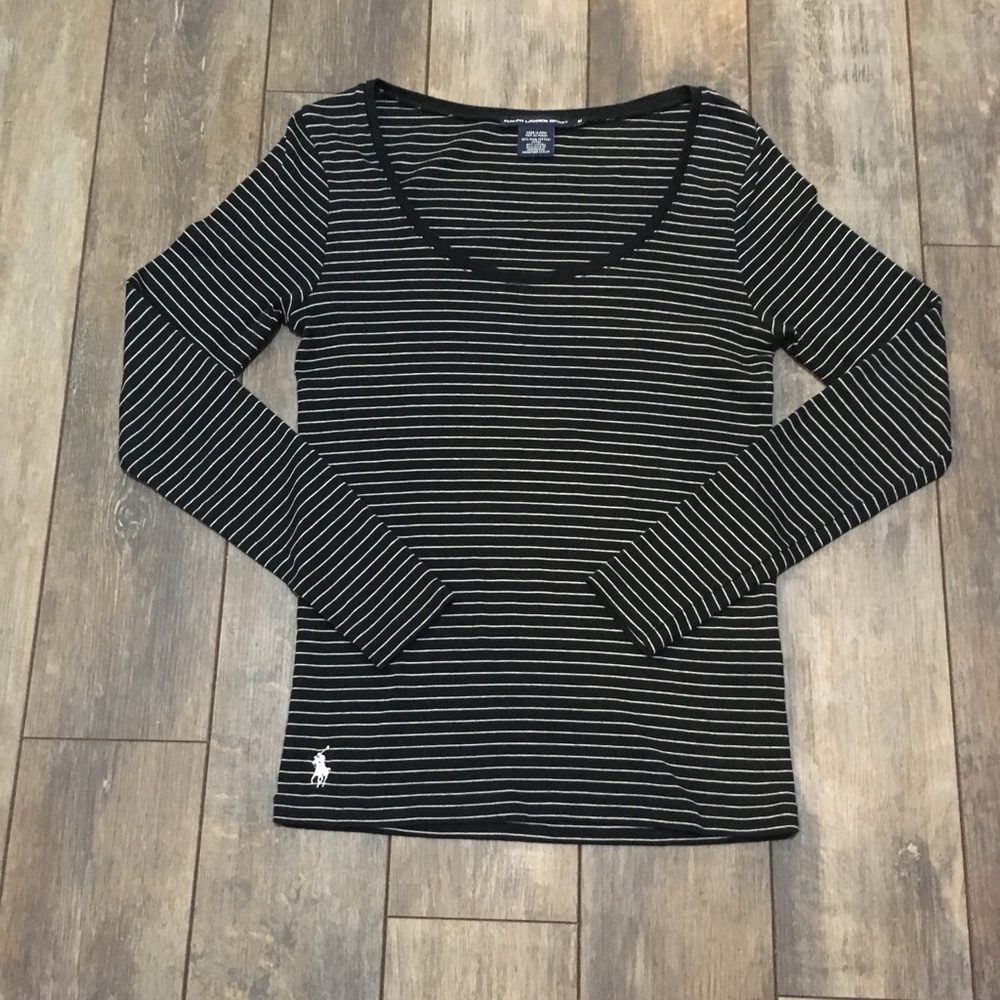 Ralph Lauren Sport Black & white Long Sleeve M - Picture 2 of 5